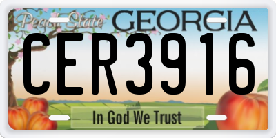 GA license plate CER3916