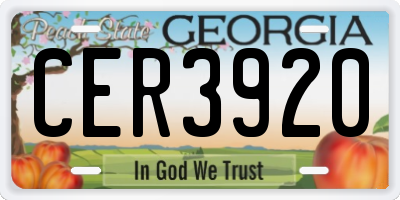 GA license plate CER3920