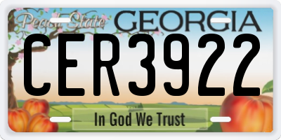 GA license plate CER3922