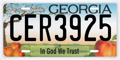 GA license plate CER3925