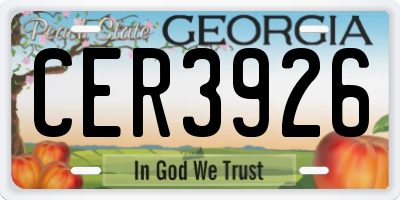GA license plate CER3926