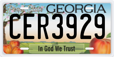 GA license plate CER3929