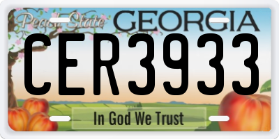 GA license plate CER3933