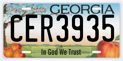 GA license plate CER3935