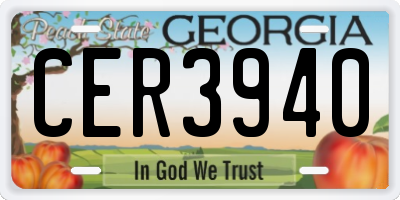 GA license plate CER3940