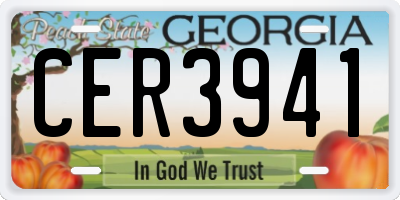 GA license plate CER3941