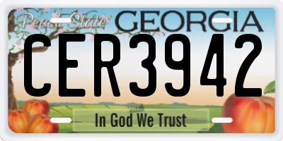 GA license plate CER3942