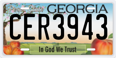 GA license plate CER3943