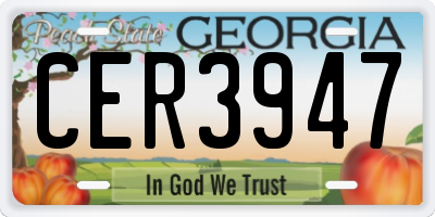 GA license plate CER3947