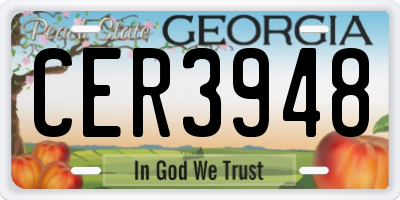 GA license plate CER3948