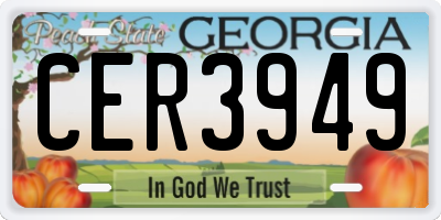 GA license plate CER3949