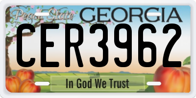 GA license plate CER3962