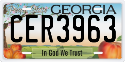 GA license plate CER3963