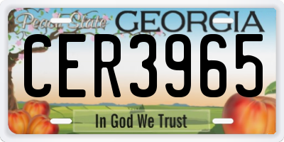GA license plate CER3965