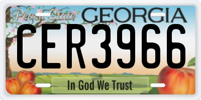 GA license plate CER3966