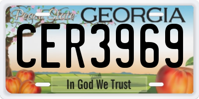 GA license plate CER3969