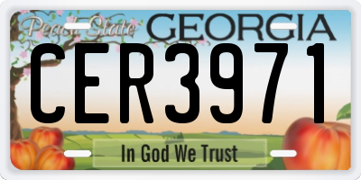 GA license plate CER3971