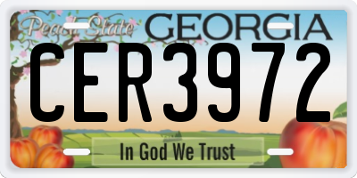 GA license plate CER3972