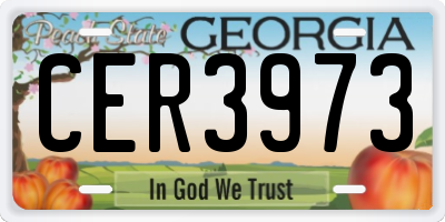GA license plate CER3973