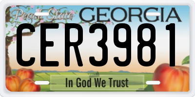 GA license plate CER3981