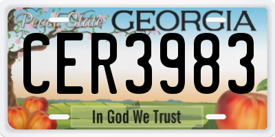 GA license plate CER3983