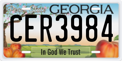 GA license plate CER3984
