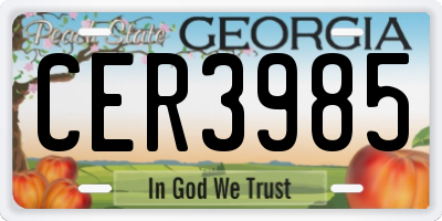 GA license plate CER3985