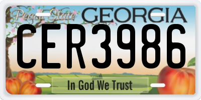 GA license plate CER3986
