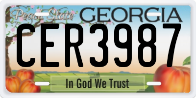 GA license plate CER3987