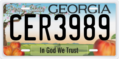 GA license plate CER3989