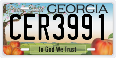 GA license plate CER3991