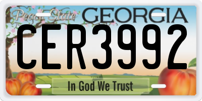 GA license plate CER3992