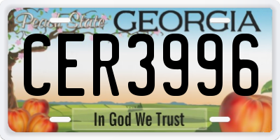 GA license plate CER3996