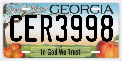 GA license plate CER3998
