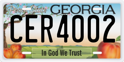 GA license plate CER4002