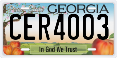 GA license plate CER4003