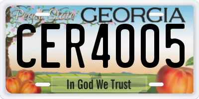 GA license plate CER4005