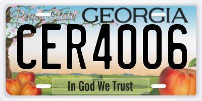 GA license plate CER4006