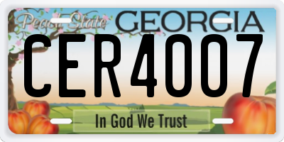 GA license plate CER4007