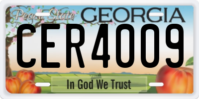 GA license plate CER4009
