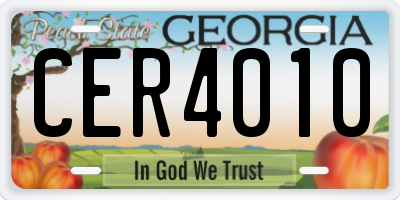 GA license plate CER4010