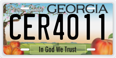 GA license plate CER4011