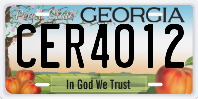 GA license plate CER4012