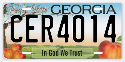 GA license plate CER4014