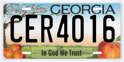 GA license plate CER4016