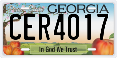 GA license plate CER4017