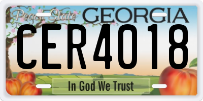 GA license plate CER4018