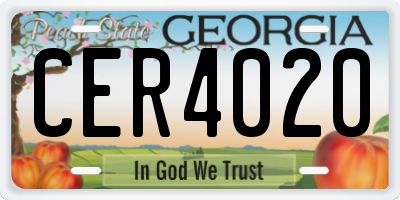 GA license plate CER4020