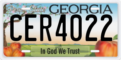 GA license plate CER4022