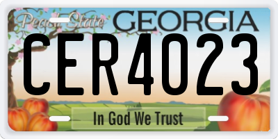 GA license plate CER4023